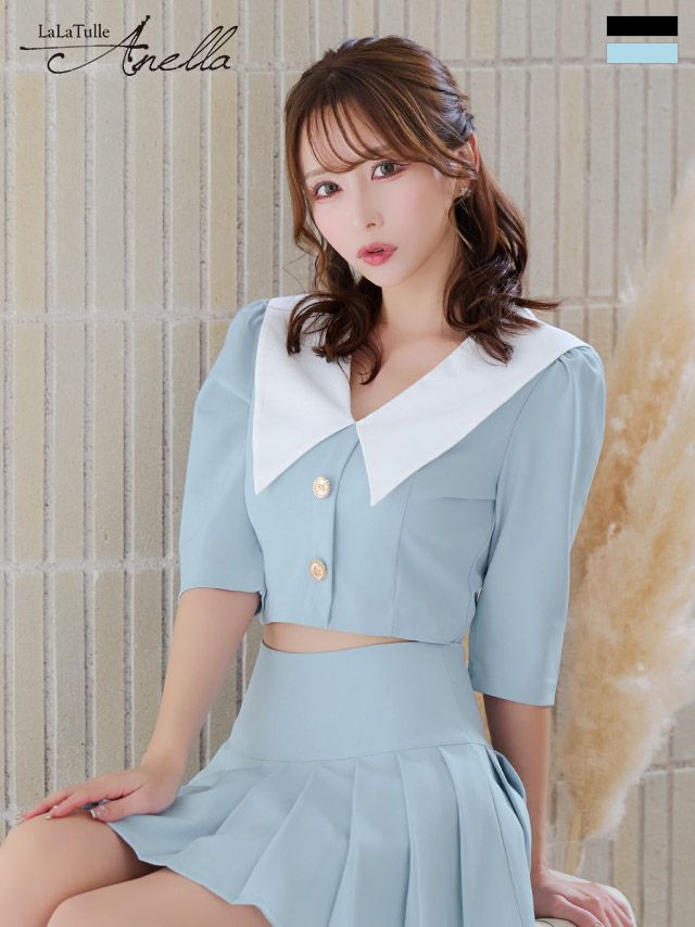 キャバドレス 韓国 ミニ丈 袖あり セットアップ 大きいサイズ ミニドレス スカート