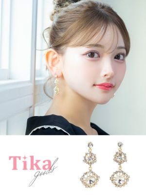 2連キラキラビジューピアス