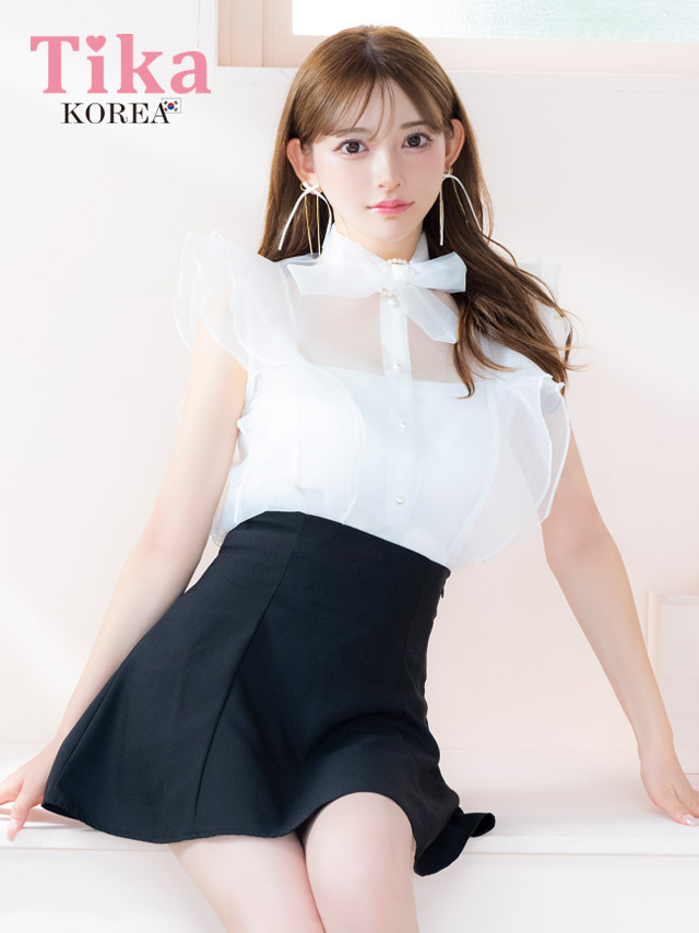 キャバドレス 韓国 ミニ丈 大きいサイズ セットアップ ブラウス スカート セパレート