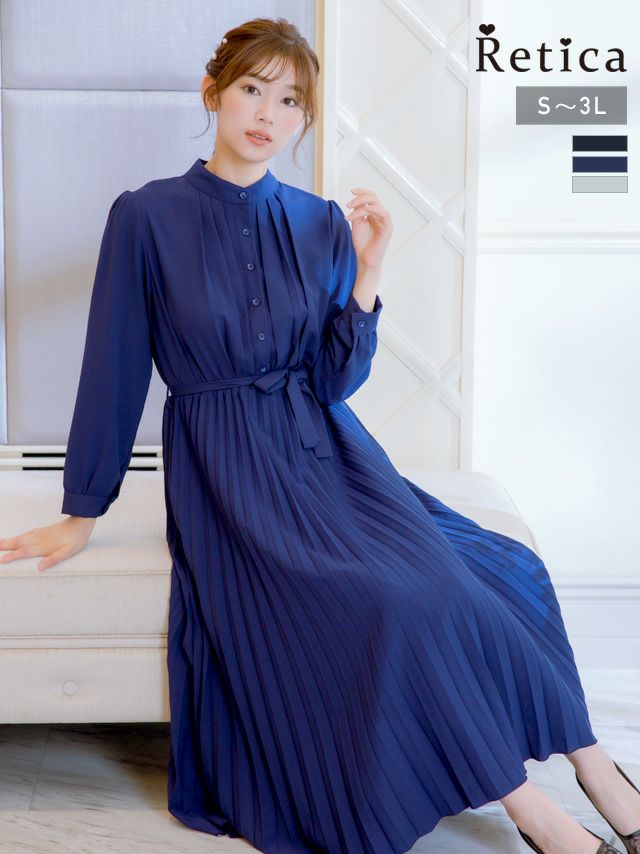 パーティードレス 結婚式 二次会 ワンピース 大きいサイズ 袖あり 体型カバー ロング丈