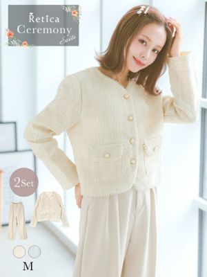 [SALE] ノーカラーパール縁取りツイード...