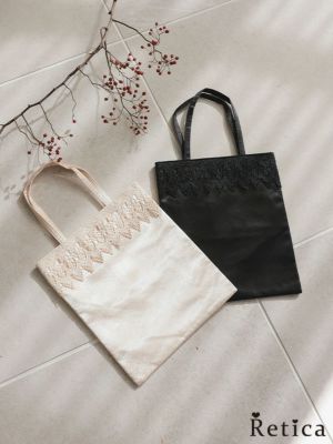 ワンカラーレース刺繍トートパーティーバッグ ...