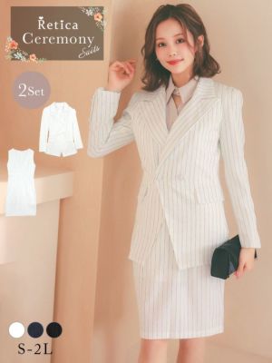 [SALE] ストライプジャケット×膝下ワン...