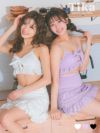 水着 タンキニ 体型カバー 大きいサイズ エンブロイダリー レース リボン フリル ラップスカート 韓国風