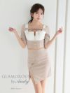 キャバドレス AndyGLAMOROUS アンディグラマラス 袖あり リボン ジップデザイン バイカラー スリット セットアップ タイトミニ キャバドレス