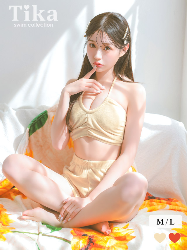 水着 タンキニ バンドゥ ホルターネック 体型カバー パイル ハイウエスト ショートパンツ 韓国
