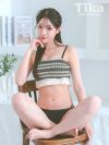 水着 レディース ビキニ モノトーン エスニック ニット ビスチェ ギャル スイムウェア お洒落