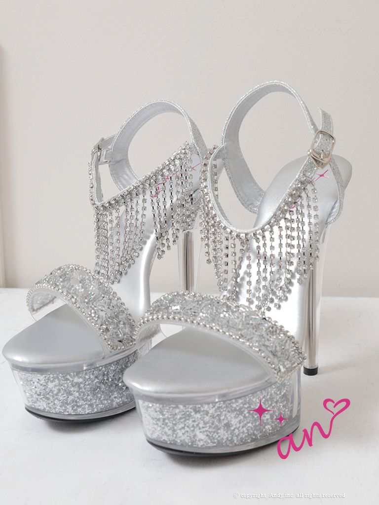 キャバシューズ an アン　ビジュー デザイン オープントゥ キラキラ サンダル