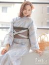 ベージュ地×ホワイトリーフ柄 ゆかた3点セット
