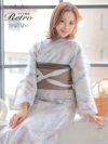 ベージュ地×ホワイトリーフ柄 ゆかた3点セット