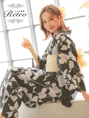 [SALE] [浴衣] 黒地×ほおずき柄 大...