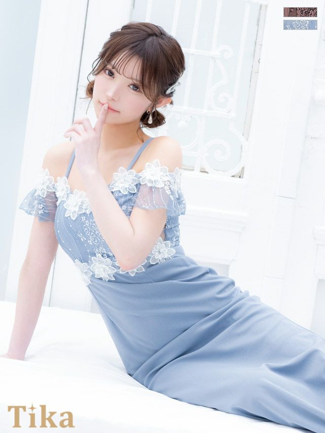 キャバドレス ロング丈 大きいサイズ タイト ロングドレス 刺繍 ワンピース スリット