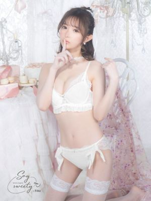[Saysweety] チュール フリル リボン レース ワイヤー カップブラジャー ショーツ 2点セット [勝負下着]