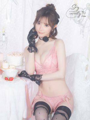 [Saysweety]  ラブリー フリル リボン レース ワイヤー カップブラジャー ショーツ 2点セット [勝負下着]