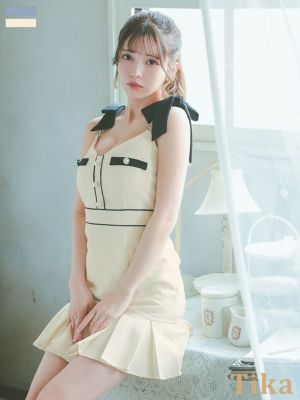 Aラインミニドレス 谷間 上品 ツイード キ...