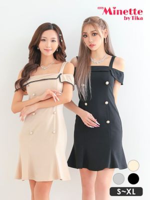 キャミソール 肩あき ダブルボタンデザイン ...