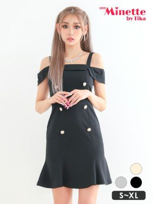 キャミソール 肩あき ダブルボタンデザイン ...