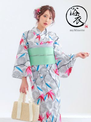 [浴衣] プチプラ 安い 白地 × レトロ ...
