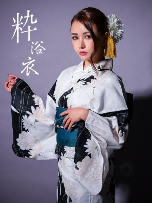 [浴衣 選べる帯] モノトーン 牡丹 202...