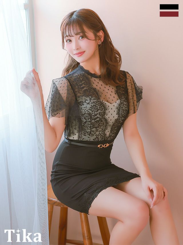 キャバドレス ミニ丈 大きいサイズ タイト ミニドレス キャバクラ ワンピース ドット柄