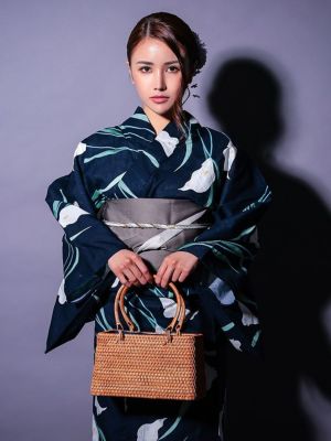 画像のはちす帯つき◆最高級【綿麻浴衣】黒アヤメ菖蒲の品ある涼しゆかた◆ レディース 浴衣 単品 綿麻【21】麻混 高級 ゆかた 生成系