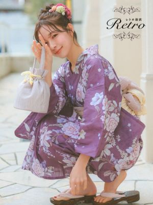 SALE [浴衣] 紫地に上品アンティークフ...