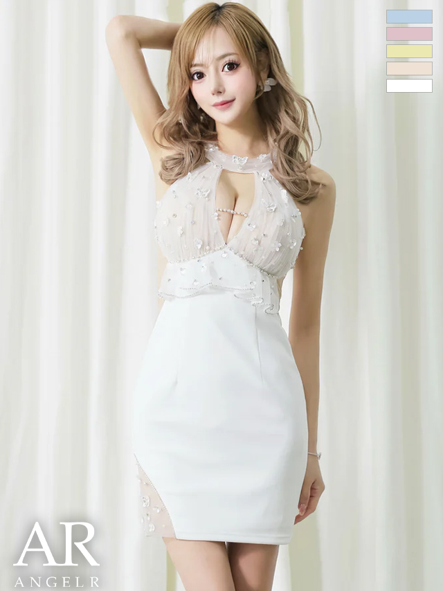 [Angel-R エンジェルアール 高級 キャバドレス ミニ丈 タイト ミニドレス ワンピース