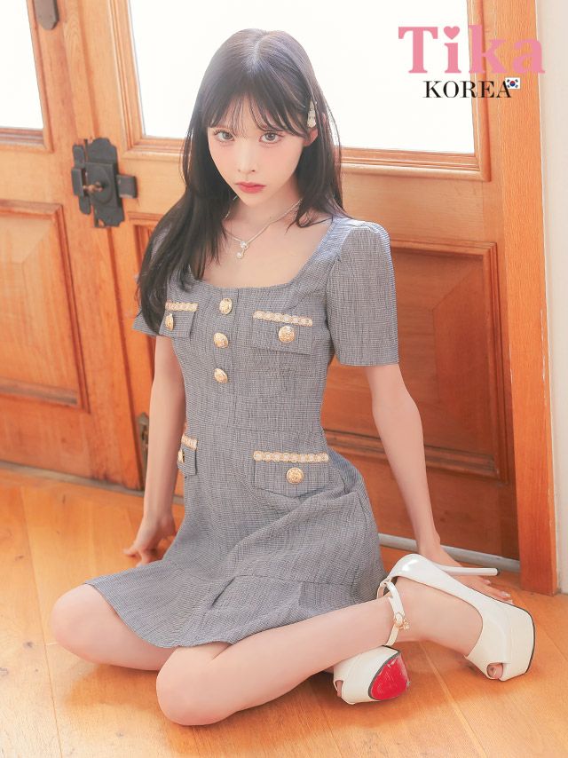 キャバドレス 韓国 ミニ丈 大きいサイズ ワンピース フレア ミニドレス 半袖