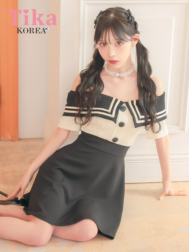 キャバドレス 韓国 フレア ミニ丈 大きいサイズ ワンピース Aライン オフショル