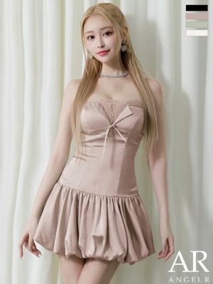 予約商品【6月中旬入荷予定】[Angel-R/エンジェルアール] 高級 ベアデザイン バストシースルー レース リボン バルーンスカート フレアミニドレス