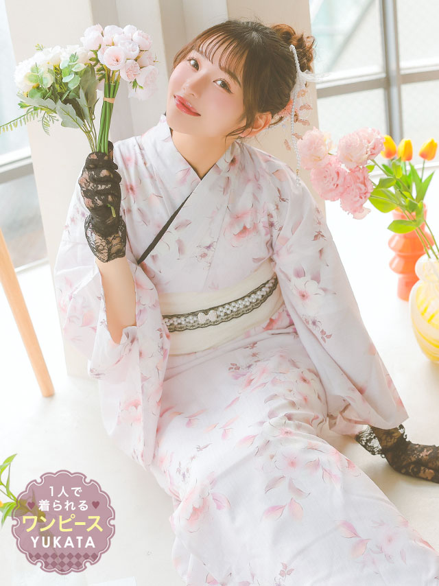 ワンピース浴衣 ゆかた 2Way 簡単 一人で着れる 兵児帯 セット 浴衣ワンピ
