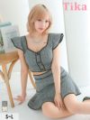 キャバドレス ミニ丈 大きいサイズ フレア セットアップ ミニドレス スカート ツイード