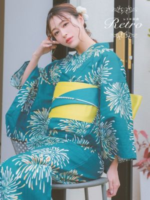 [SALE] [浴衣 選べる帯] 上品青緑に...