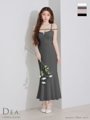 予約商品【6月下旬入荷予定】[DEA.byROBEdeFLEURS/ディアバイローブドフルール] 高級 キャミソール バストコード ジップ 背中魅せ キルティング ストレッチ マーメイドロングドレス