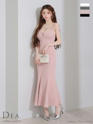 予約商品【6月下旬入荷予定】[DEA.byROBEdeFLEURS/ディアバイローブドフルール] 高級 キャミソール バストコード ジップ 背中魅せ キルティング ストレッチ マーメイドロングドレス