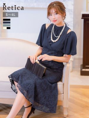 SALE パフスリーブフラワーレース切替デザ...