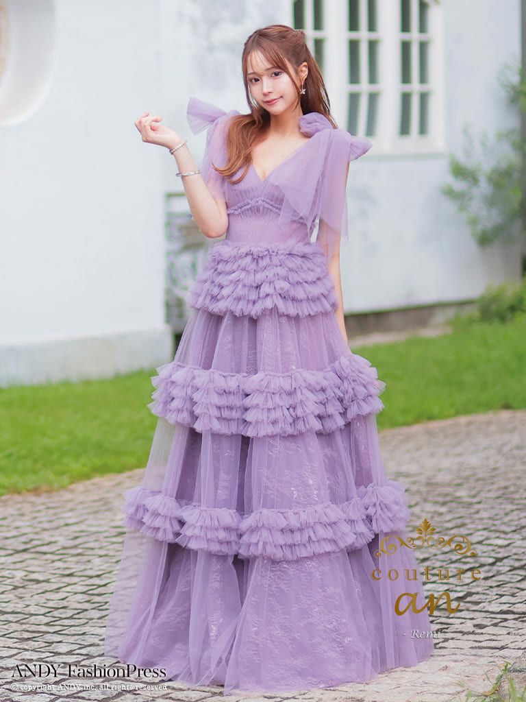 キャバドレス couture an　クチュール アン　ノースリーブ リボン 刺繍 レース チュール バースデー フレア キャバドレス