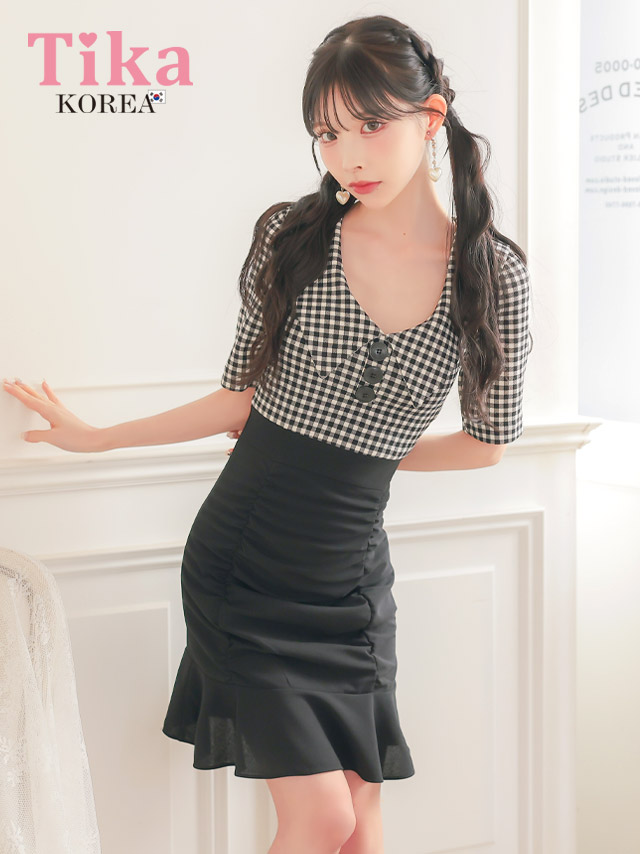 キャバドレス ミニ丈 大きいサイズ 韓国 ワンピース タイト ミニドレス 袖あり