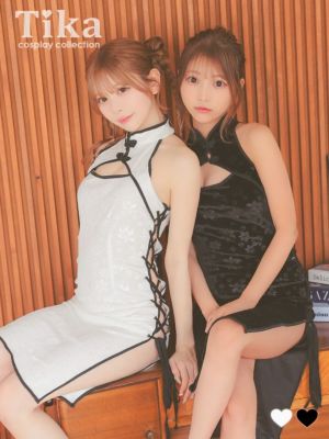 [コスプレ] バストカット セクシー レースアップ 小花柄 チャイナ服  [2点セット] (ワンピース/Tバック)