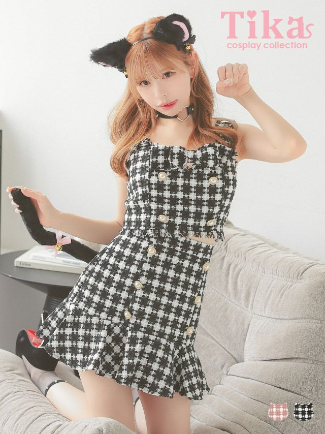 コスプレ ハロウィン 猫 衣装 仮装 キャット イベント コスチューム ガーリー ツイード