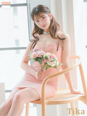 シアー キャミソール リボン タイトミニドレス (Sサイズ～XLサイズ) (上ノ堀結愛/キャバドレス着用)