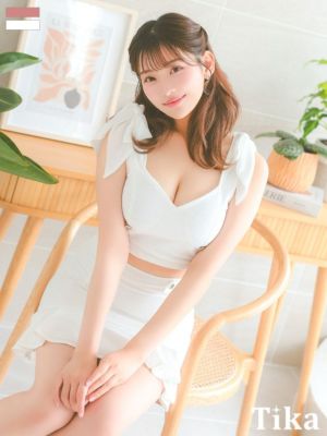 ノースリーブ リボン ダブルボタン ストレッチ 裾フリル セットアップ 谷間魅せ タイトミニドレス (Sサイズ～XLサイズ) (上ノ堀結愛/キャバドレス着用)