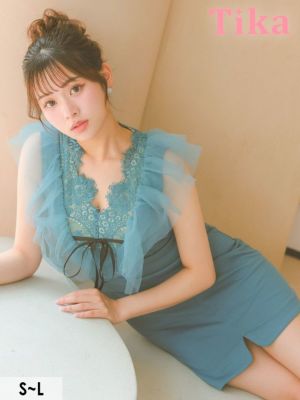 レース ノースリーブ ボリュームチュールフリ...
