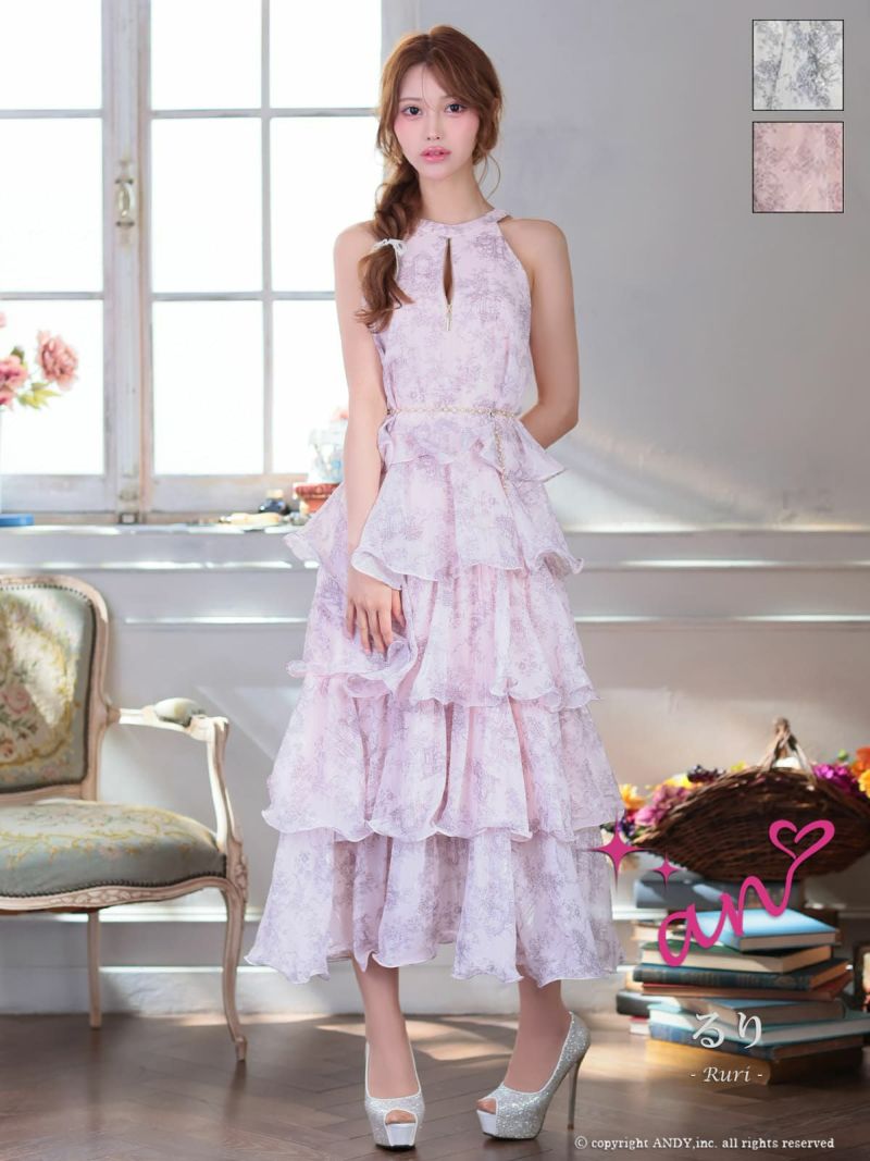 キャバドレス an アン 高級 Aライン ロングドレス 谷間 大人 上品 ホルターネック トワルドジュイ