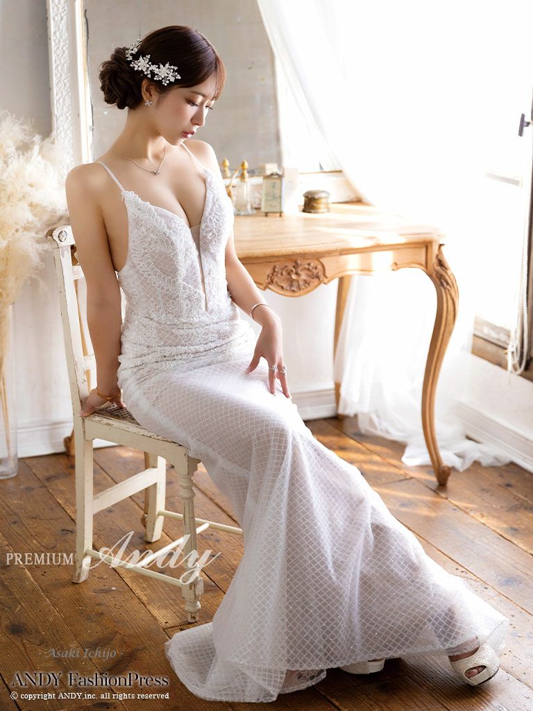 キャバドレス PREMIUM Andy プレミアムアンディ 高級 ブランド バースデー タイトロングドレス 谷間 大人 マーメイド キャミソール　刺繍