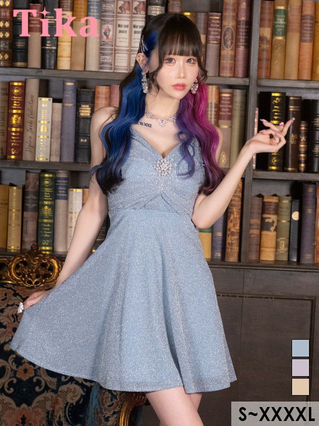 キャバドレス ミニ丈 フレア 大きいサイズ Aライン ワンピース キャバクラ