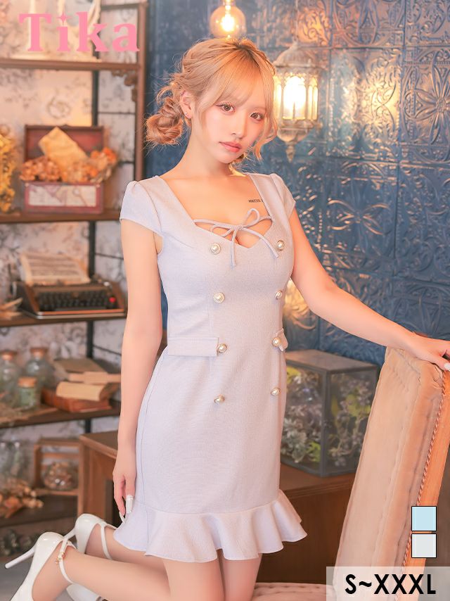 キャバドレス ミニ丈 大きいサイズ タイト ツイード ミニドレス ワンピース