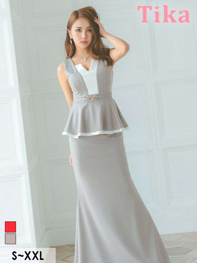 キャバドレス ロング丈 大きいサイズ タイト ロングドレス スリット キャバクラ