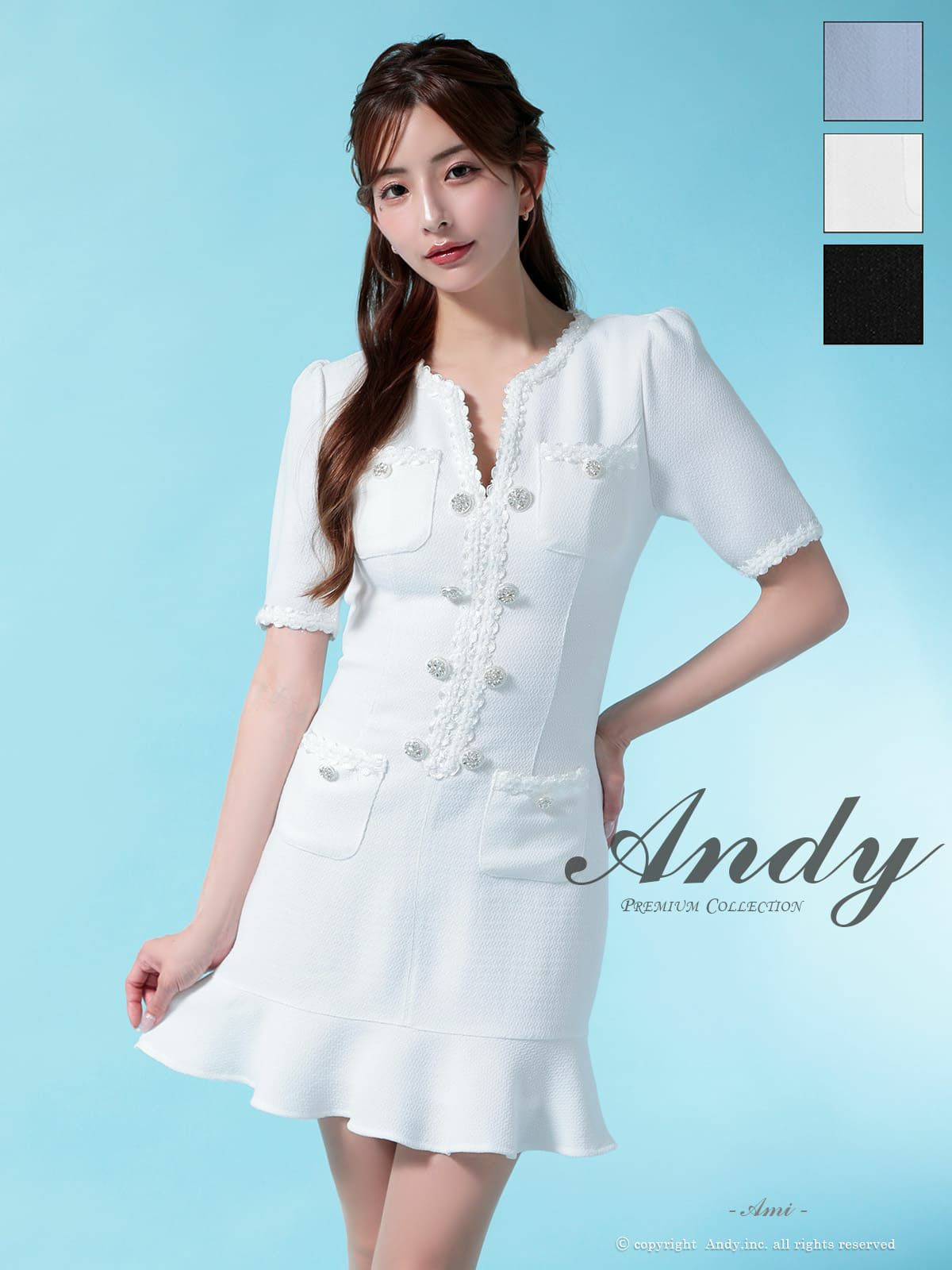 キャバドレス Andy アンディ ワンピース 高級 Aライン ミニドレス 半袖 大人 上品