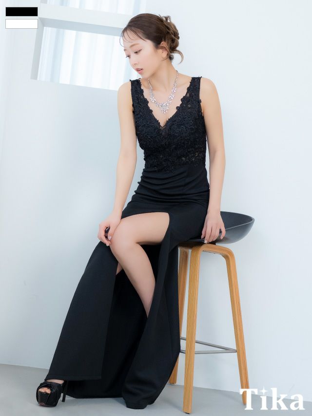 キャバドレス ロング丈 大きいサイズ タイト ロングドレス レース イベント